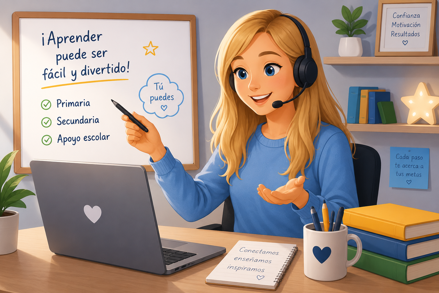 Profesora dando clases online